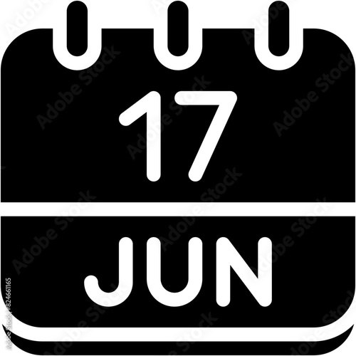 Vector Icon Calendar, june, seventeen, 17, calendar date, monthly calendar, time and date, month, schedule