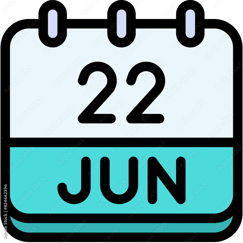 Vector Icon Calendar, june, twenty two, 22, calendar date, monthly calendar, time and date, month, schedule Vector Icon Calendar, june, twenty two, 22, calendar date, monthly calendar, time and date, month, schedule