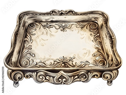 Vintage gold ornate picture frame on a white background