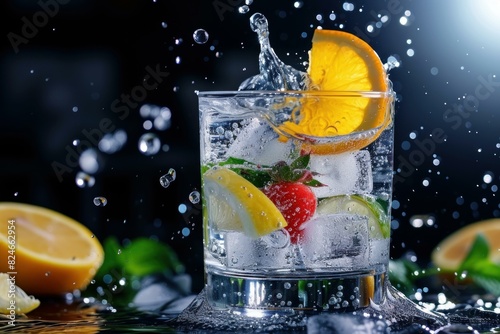 Tantalizing Beverage merges crisp taste. Summer breezy drink cold fresh. Generate Ai photo