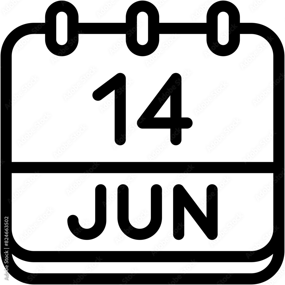 Vector Icon Calendar, june, fourteen, 14, calendar date, monthly calendar, time and date, month, schedule Vector Icon Calendar, june, fourteen, 14, calendar date, monthly calendar, time and date, month, schedule