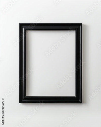 a close up of a black picture frame on a white wall
