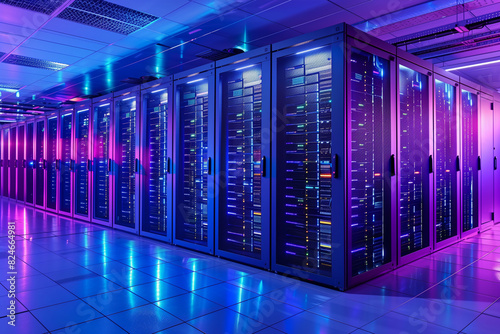 Modern networking and telecommunication, server room within a datacenter
