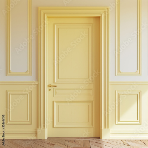 there is a door in a room with a wooden floor