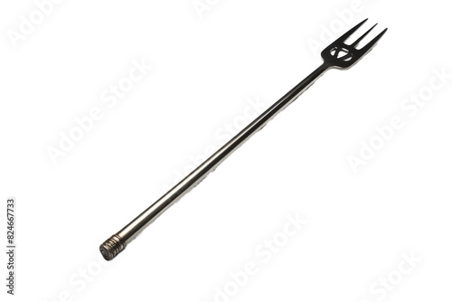 A Dance in Monochrome: The Black Handled Fork on a White or Clear Surface PNG Transparent Background.