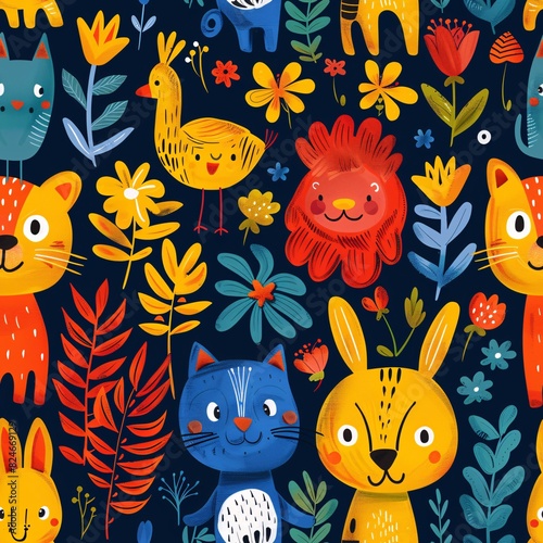 seamless pattern with funny cats