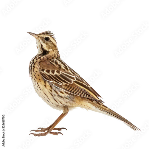 Skylark bird side view full body isolate on transparency background PNG