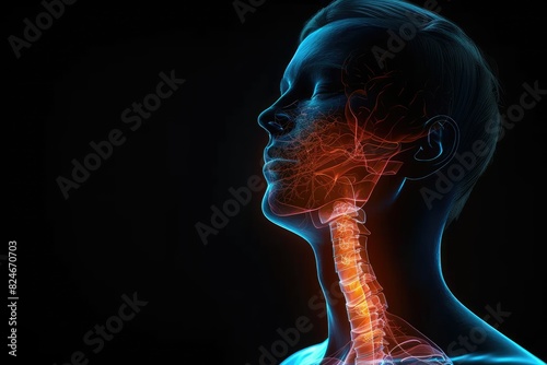 Anatomical Illustration of Human Neck and Head - Medical Visualization and Healthcare Concept