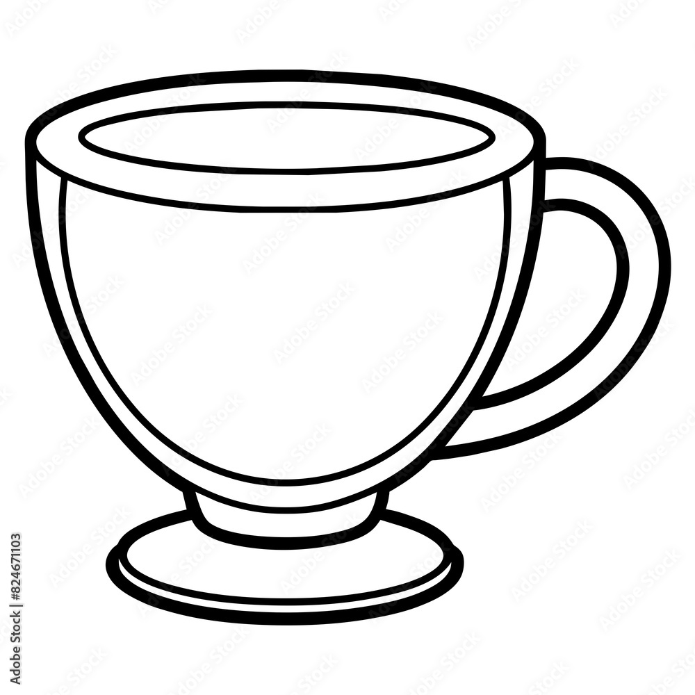 Tea with cup line art vector illustration 