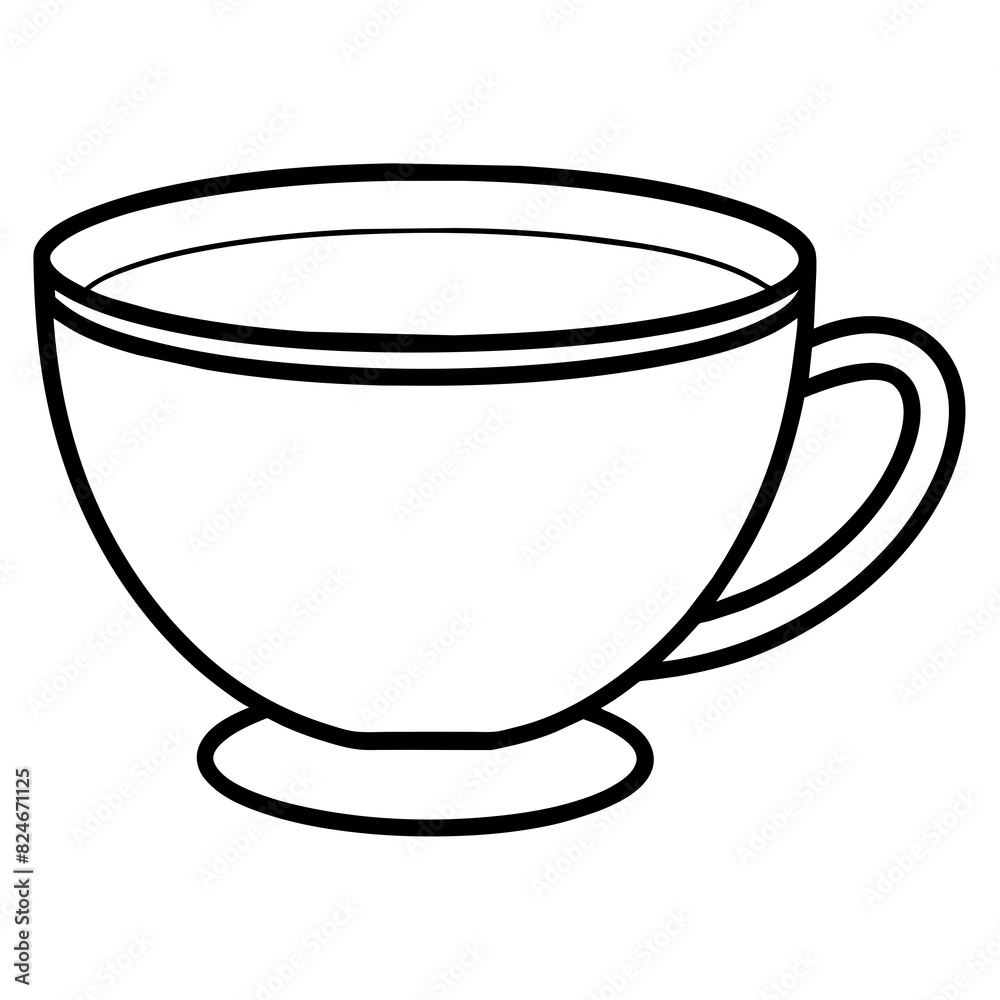 Tea with cup line art vector illustration Tea with cup line art vector illustration
