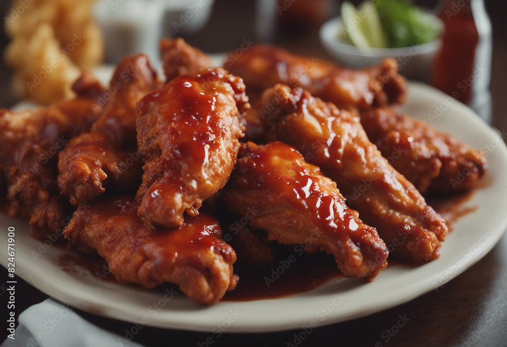 Close up view of delicious hot chicken wings with sauce
Close up view of delicious hot chicken wings with sauce