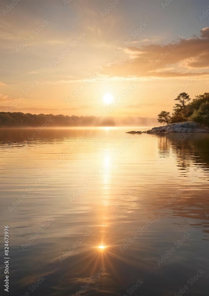 Fototapeta premium sunset on the lake