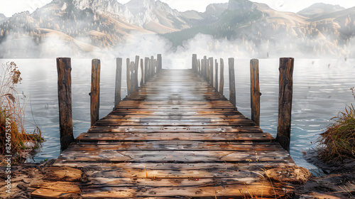 A wooden pier isolated on transparent background photo