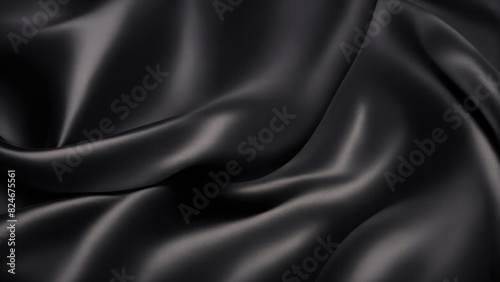 Luxury Black satin smooth fabric background