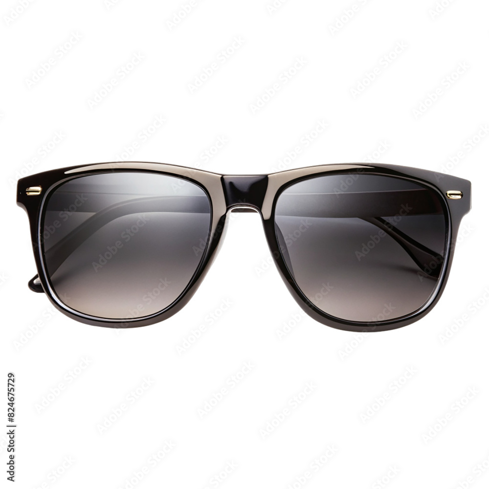 A pair of black sunglasses with blue lenses on transparent background A pair of black sunglasses with blue lenses on transparent background