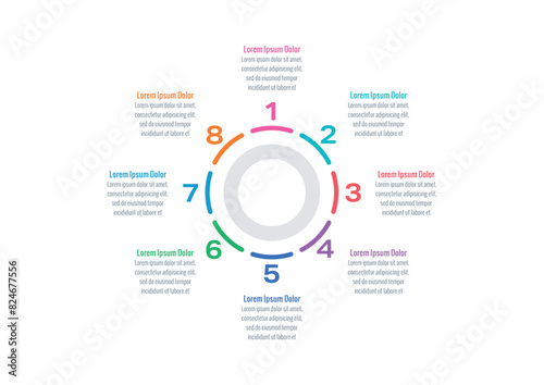 Infographic template for education, magazine, internet, annual report, business. vector infographic template. circular eight steps informational template