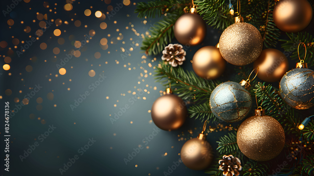 christmas background with balls and tinsel christmas background with balls and tinsel