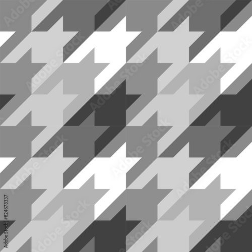 Seamless White Black houndstooth Goose foot scottish background pattern textile design for wallpaper, texture, printing, clothing. Vector.