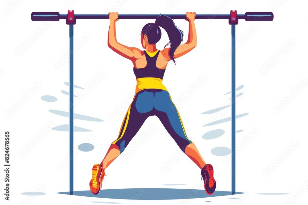 Fitness woman doing pull up exercise, suitable for gym and workout concept