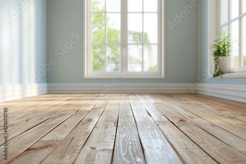 Empty bedroom interior background wooden floor created with Generative AI