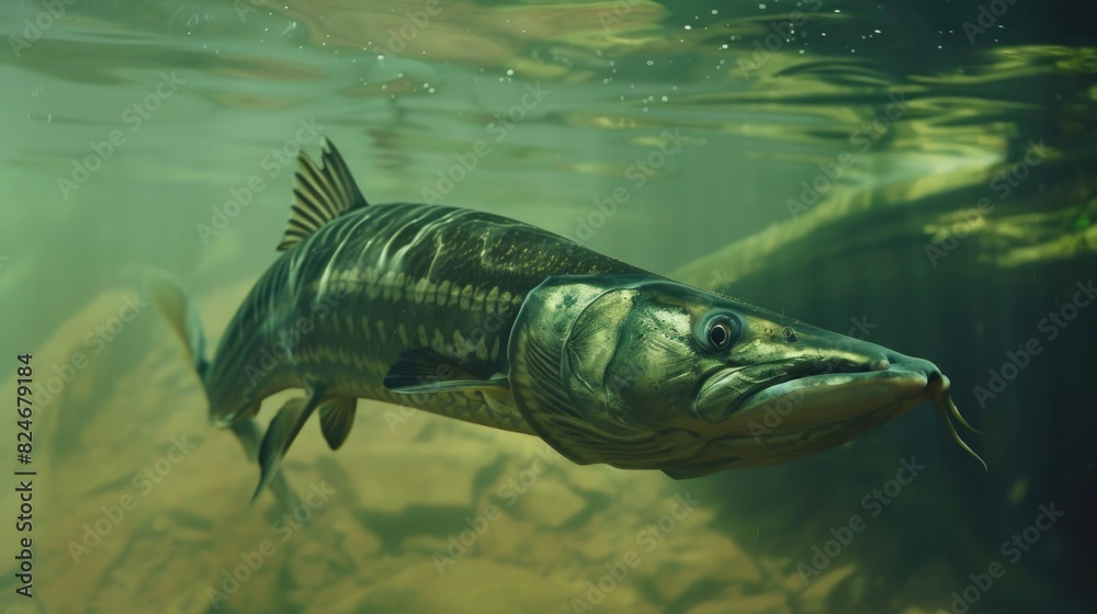 Fototapeta premium A fish swimming with its mouth open. Suitable for aquatic themes