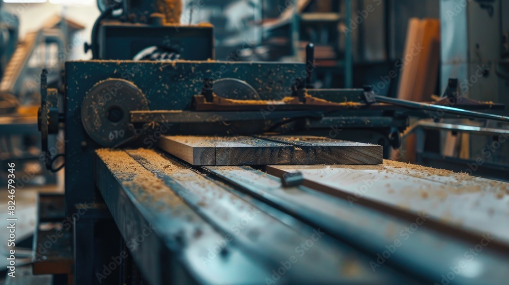 Close up of wood on a machine, suitable for industrial concepts Close up of wood on a machine, suitable for industrial concepts