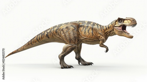 A fierce dinosaur with open jaws ready to strike. Ideal for educational materials or dinosaur-themed designs © Fotograf