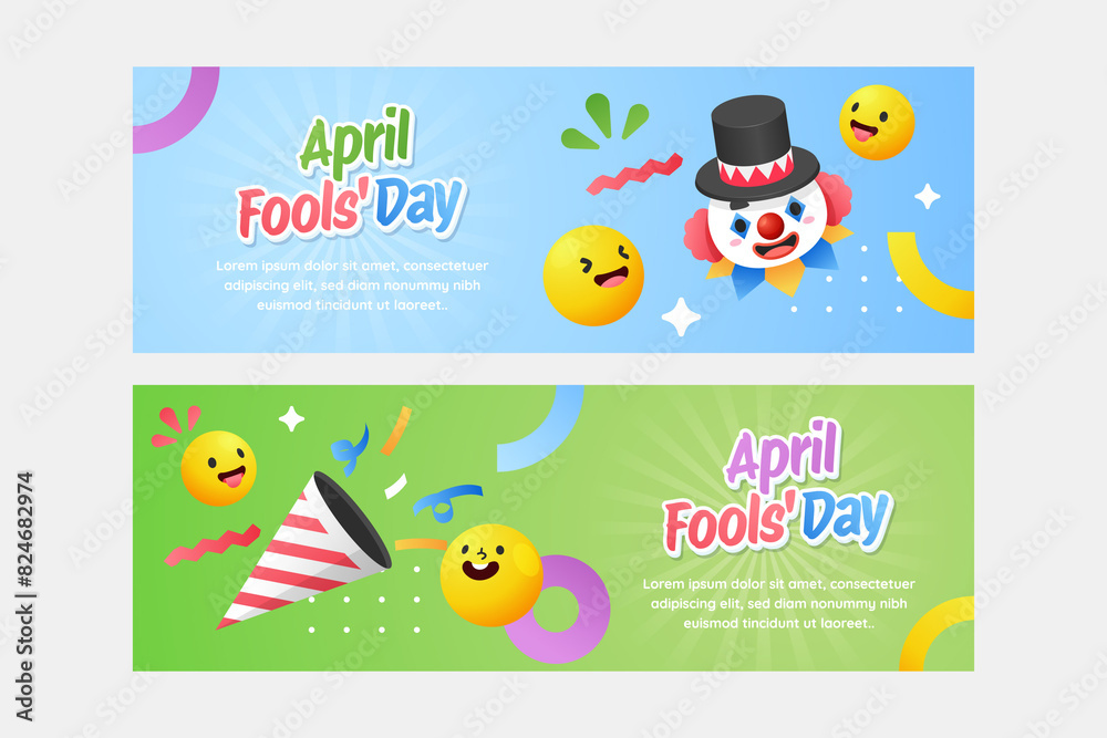 April Fools Day banners in flat design April Fools Day banners in flat design