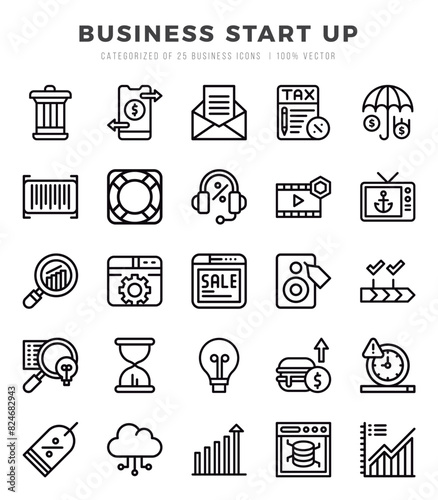 Business Start Up Icons bundle. Lineal style Icons. Vector illustration.