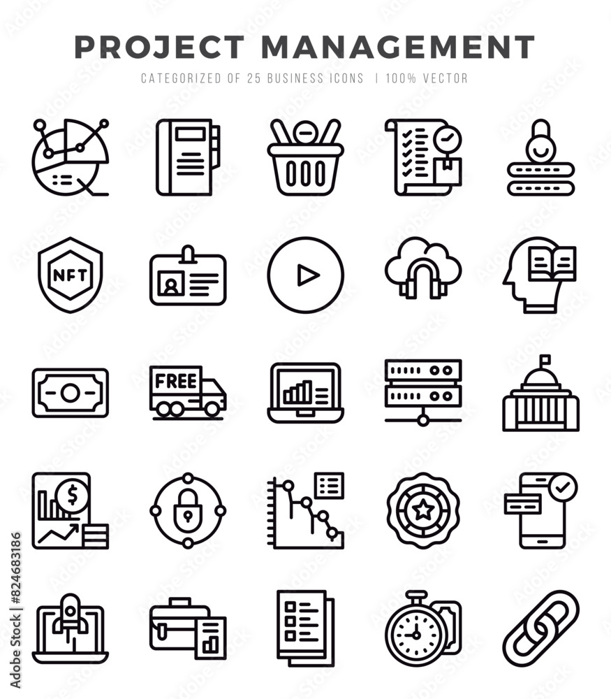 Set of 25 Project Management Lineal Icons Pack. Set of 25 Project Management Lineal Icons Pack.