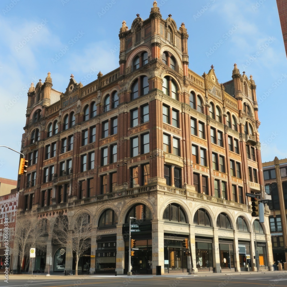 Fototapeta premium A large building with a clock on top. Suitable for urban concepts