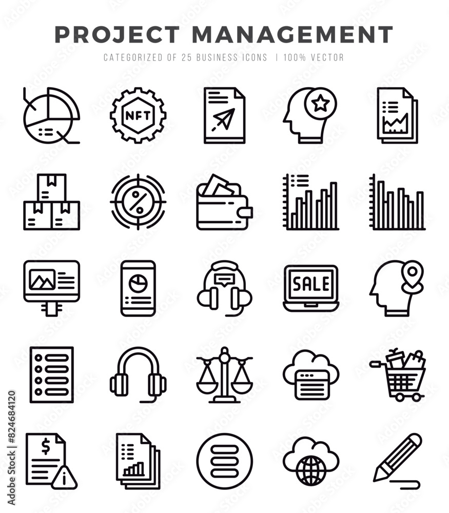 Project Management Icon Bundle 25 Icons for Websites and Apps