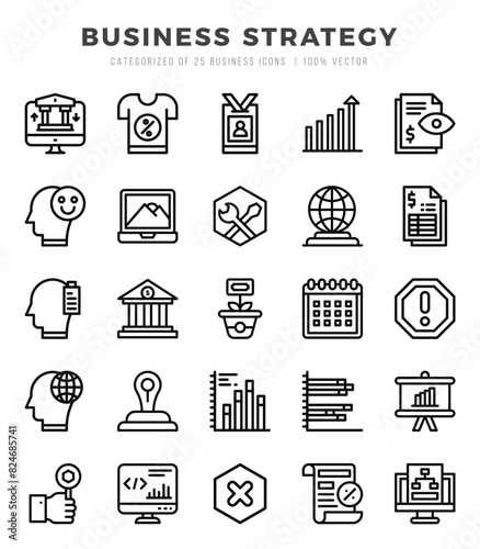 Set of Business Strategy icons. Vector Illustration.