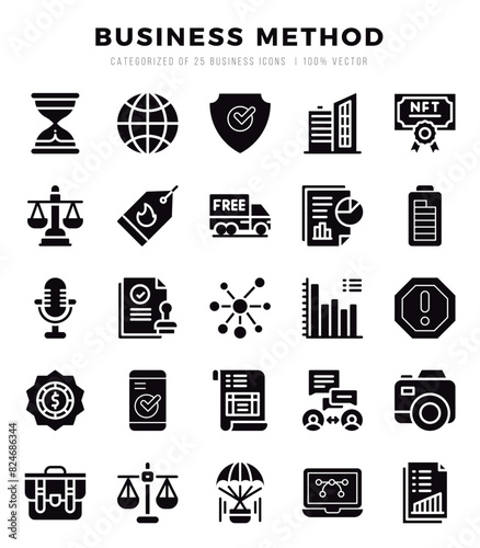 Business Method icons set. Vector illustration.