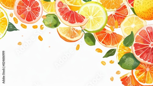 Fototapeta Naklejka Na Ścianę i Meble -  Vibrant citrus medley with sliced and whole fruits for promotions.