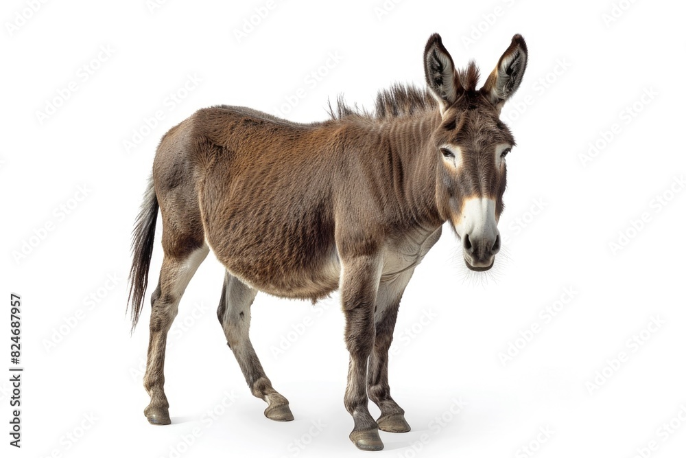 A donkey standing in front of a white background. Suitable for various design projects