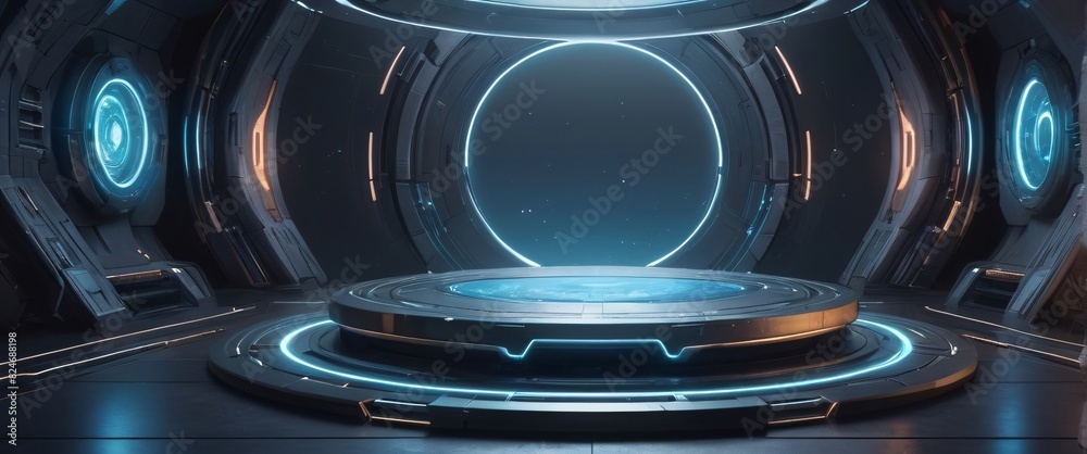 futuristic portal science fiction podium pedestal platform modern empty cyberpunk podium mockup space background futuristic portal science fiction podium pedestal platform modern empty cyberpunk podium mockup space background