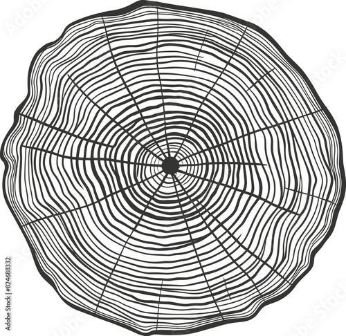 Tree trunks with circular rings, vector illustration.