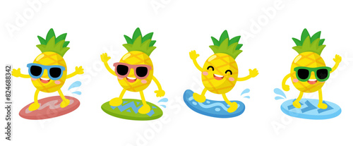Pineapple Playing surfboard, Pineapple Surfboard Summer, fruit hello summer