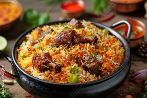 Spicy Biryani rice food bowl. Food plate. Generate Ai