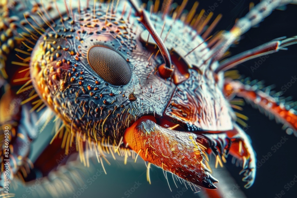 Detailed close up view of a bug's face, perfect for educational materials Detailed close up view of a bug's face, perfect for educational materials