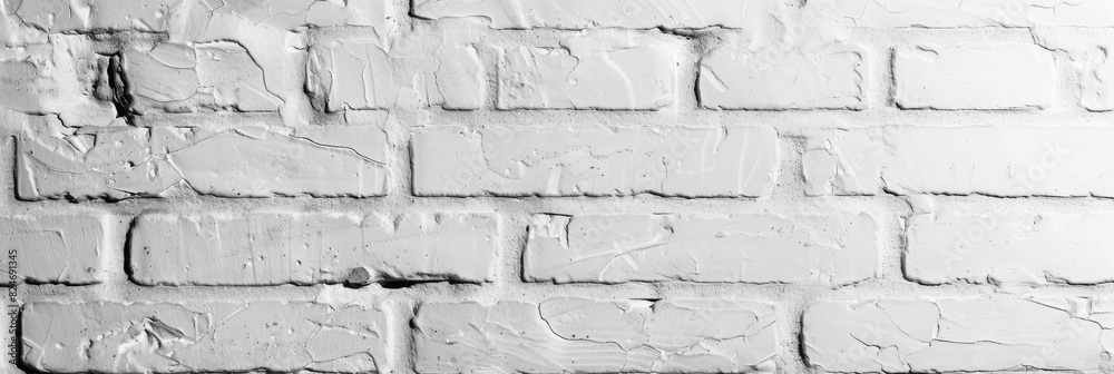 Old white brick wall texture. Vintage wallpaper background. Brick surface