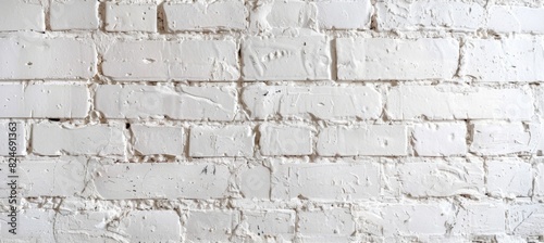 Old white brick wall texture. Vintage wallpaper background. Brick surface