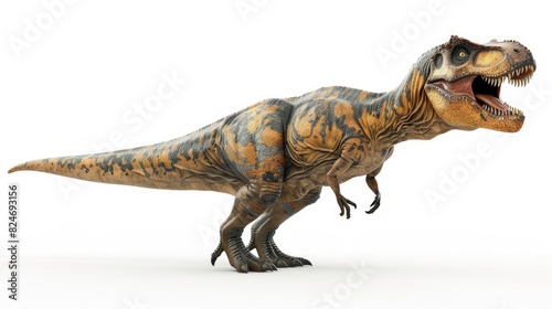 A close up shot of a toy dinosaur on a white background. Ideal for educational materials