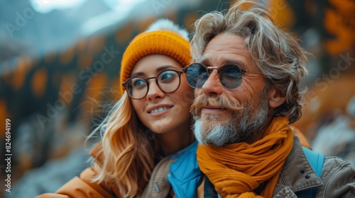 Embracing Love on a Mountain Train Journey - Bisexual Couple Delighting in Scenic Views Together