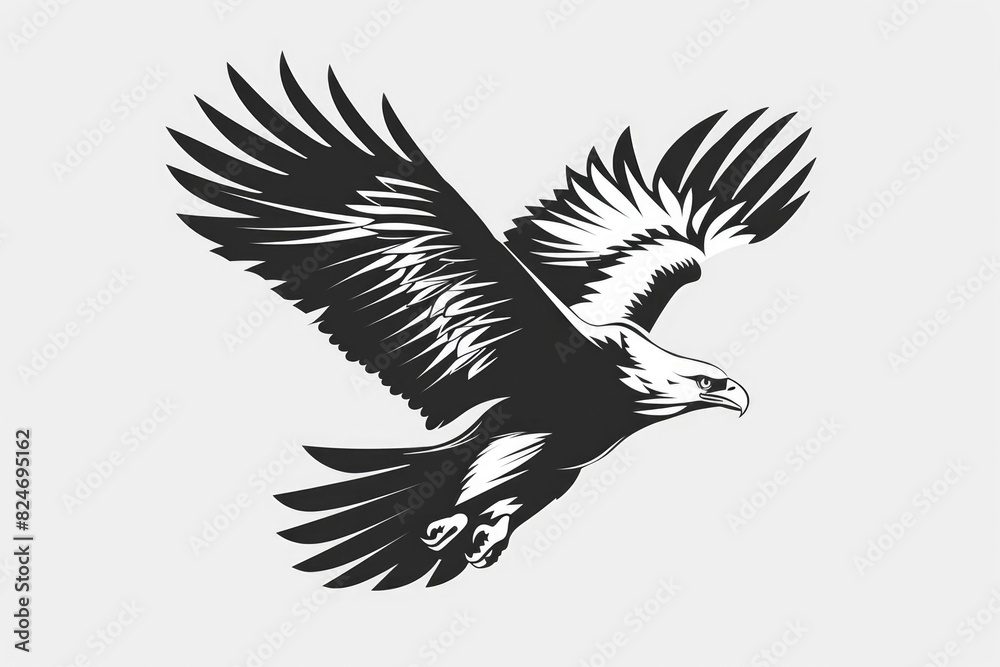 Fototapeta premium Powerful eagle in striking black and white, suitable for various projects