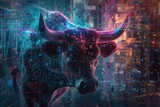 A powerful bull standing in the city. Perfect for urban themes