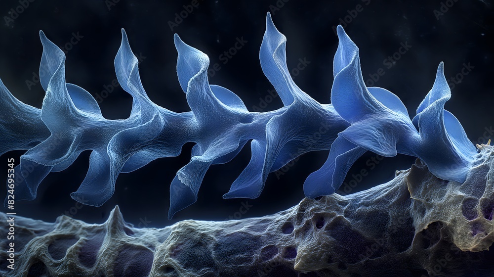 Obraz premium Abstract microscopic view of a blue crystalline structure