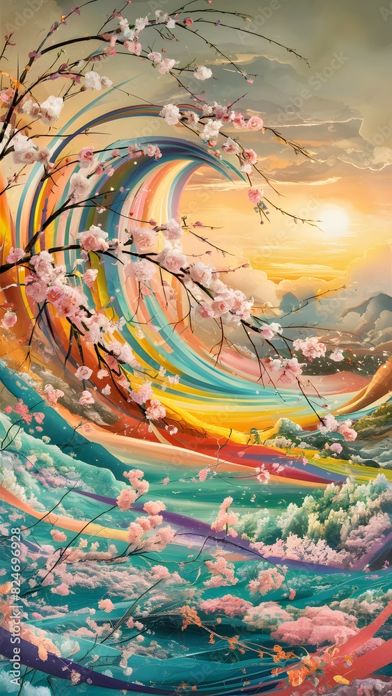 Obraz premium fantasy illustration of a mountain and flower