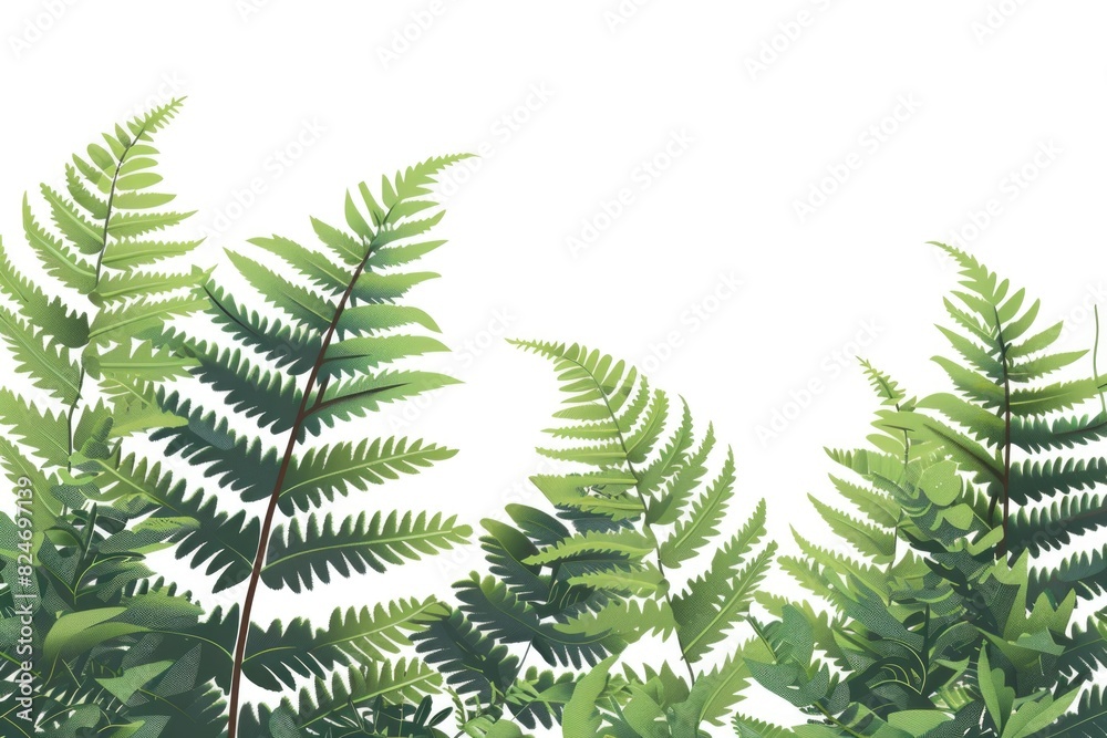 Group of green leaves on a white background, suitable for botanical or nature themed designs Group of green leaves on a white background, suitable for botanical or nature themed designs